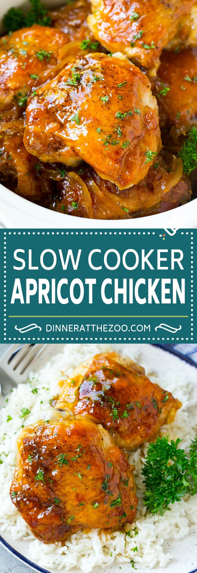 Pollo de albaricoque cocido a fuego lento #Pollo #Apricot #slowcooker #crockpot #dinner #dinneratthezoo