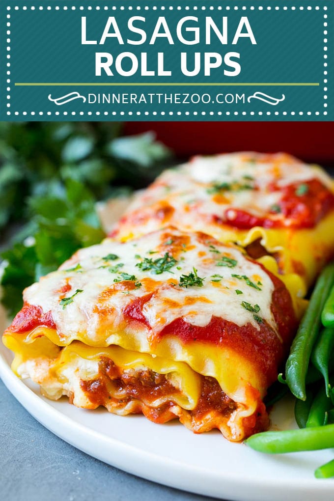 Receta de rollo de lasaña |  Rollos de lasaña #lasaña #pasta #beef #cheese #diner #dinneratthezoo