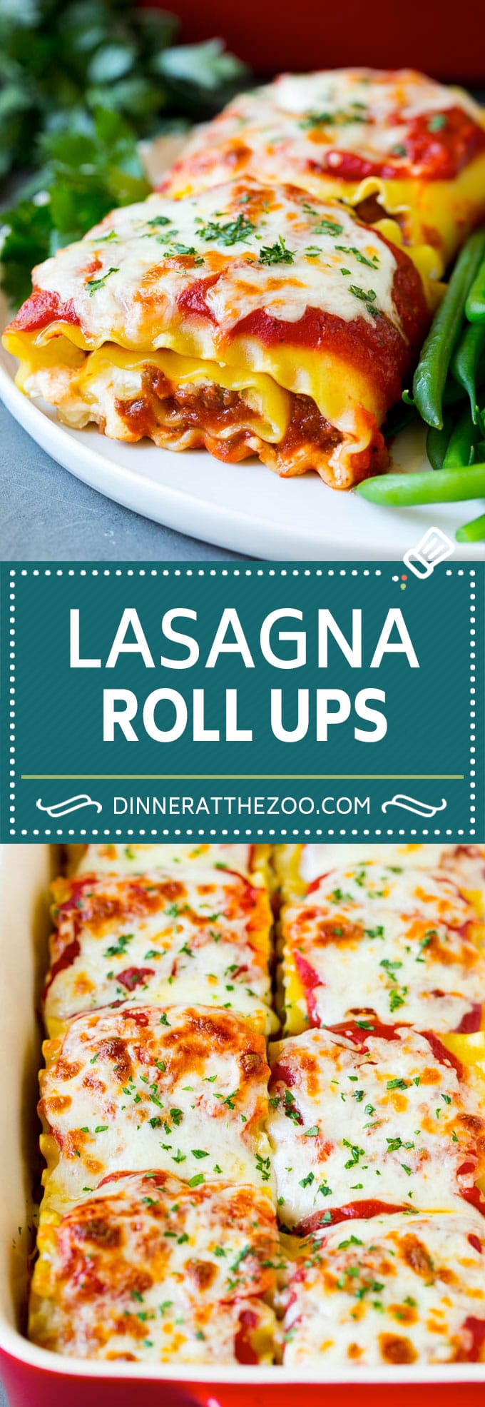 Receta de rollo de lasaña |  Rollos de lasaña #lasaña #pasta #beef #cheese #diner #dinneratthezoo