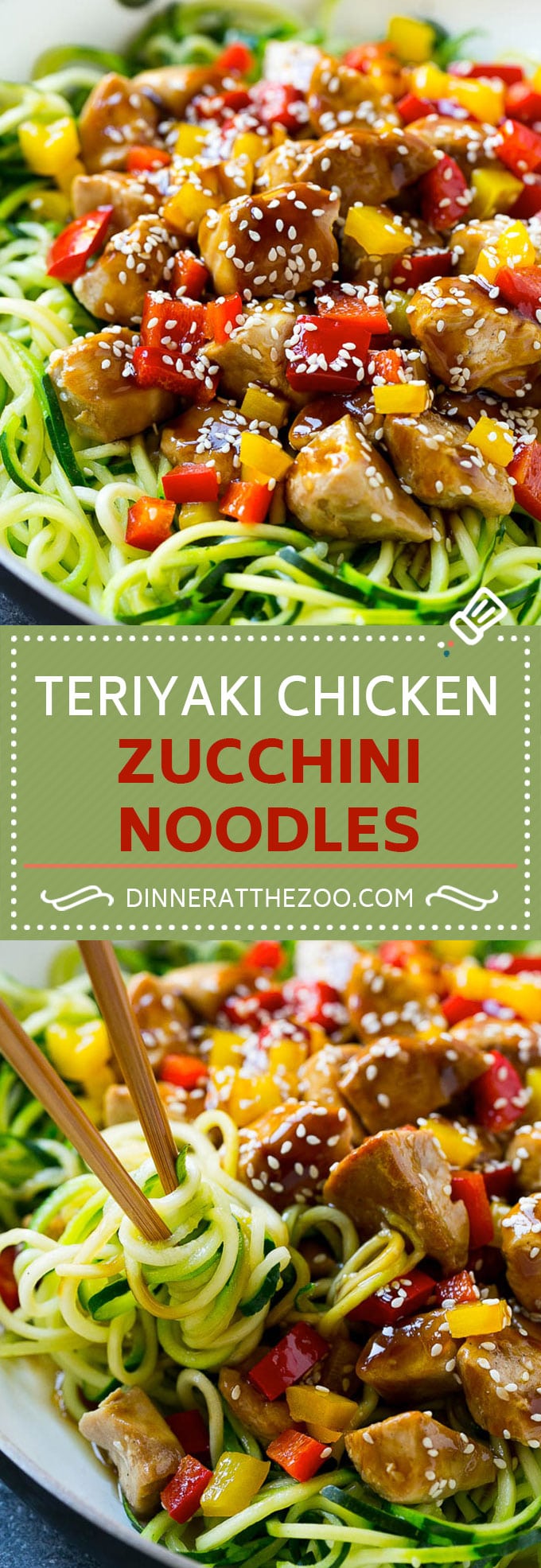 Fideos teriyaki de pollo y calabacín |  Receta Zoodle |  Pollo Teriyaki # Pollo #teriyaki #zoodles #zucchininoodles #dinneratthezoo