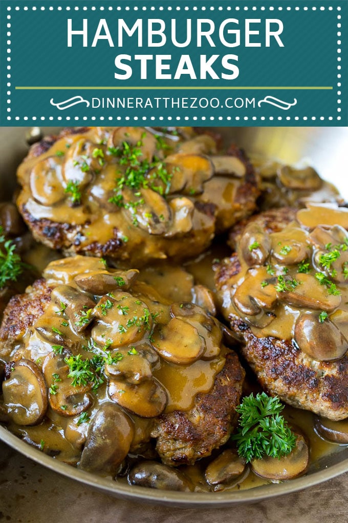 Receta de filetes de hamburguesa con salsa de champiñones |  Filete de Salisbury # hamburguesa # carne molida # champiñones # salsa # cena #dinneratthezoo