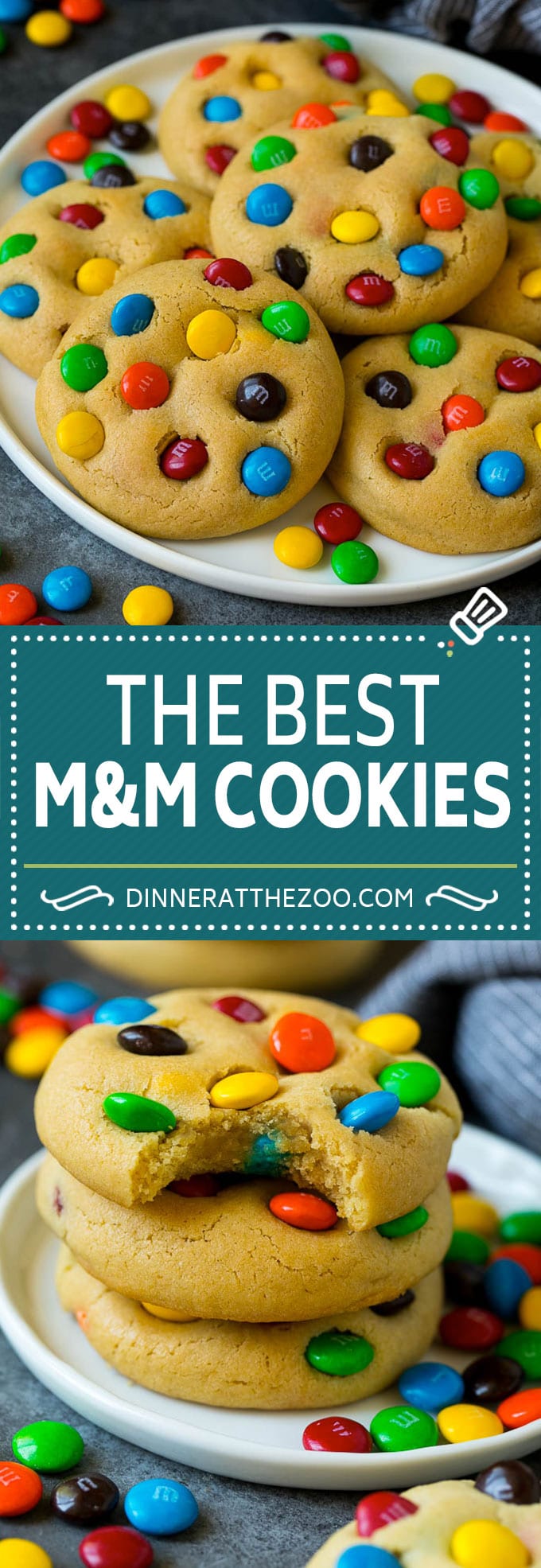 Receta de galletas M&M #cookies #chocolate # hornear #postre #dulces #dinneratthezoo