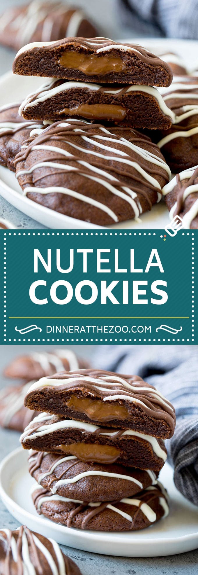 Receta de galleta de Nutella |  Galletas rellenas de Nutella |  Galletas de chocolate # Nutella #chocolate #Galletas # hornear #postre #dinneratthezoo