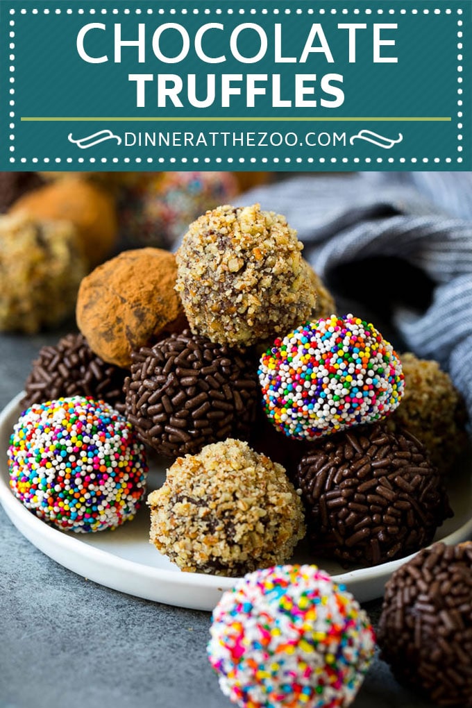 Receta de trufa de chocolate |  Caramelos caseros # golosinas #Trufas #Chocolate #postre #prinkles #dinneratthezoo