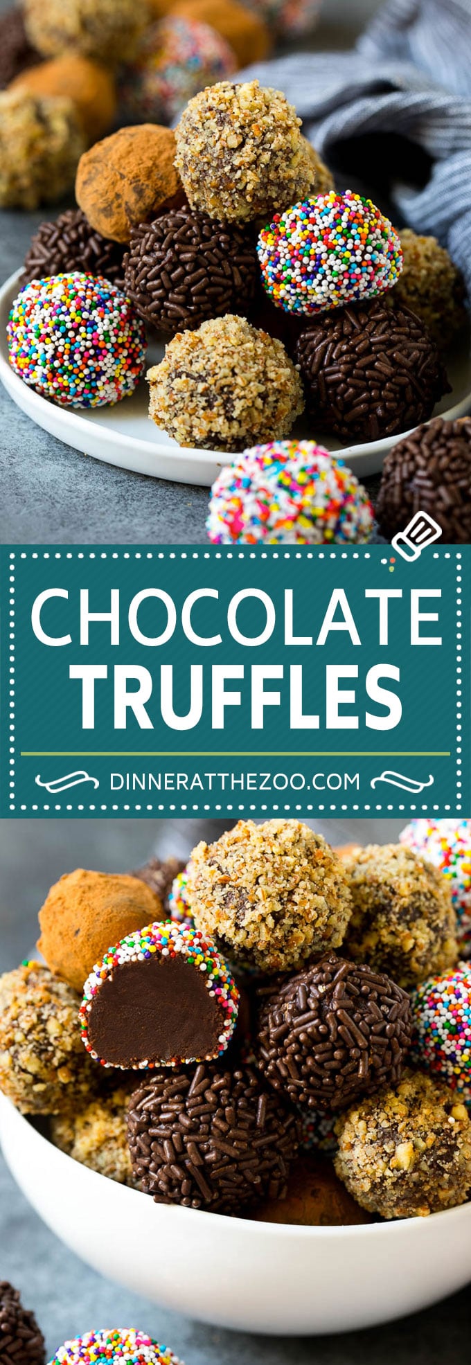 Receta de trufa de chocolate |  Caramelos caseros # golosinas #Trufas #Chocolate #postre #prinkles #dinneratthezoo