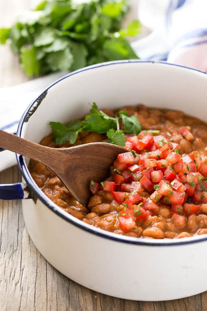 Arroz y frijoles borlotti