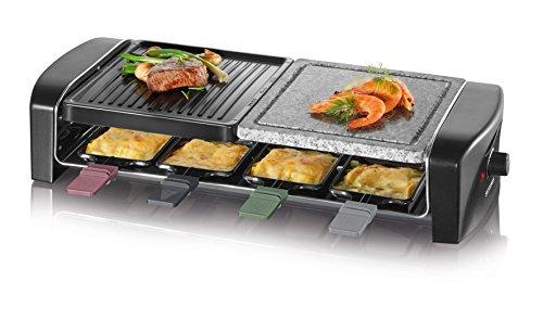 Severin Rg 2341 – Raclette Con Piedra Natural Y 8 Sartenes, Color Negro