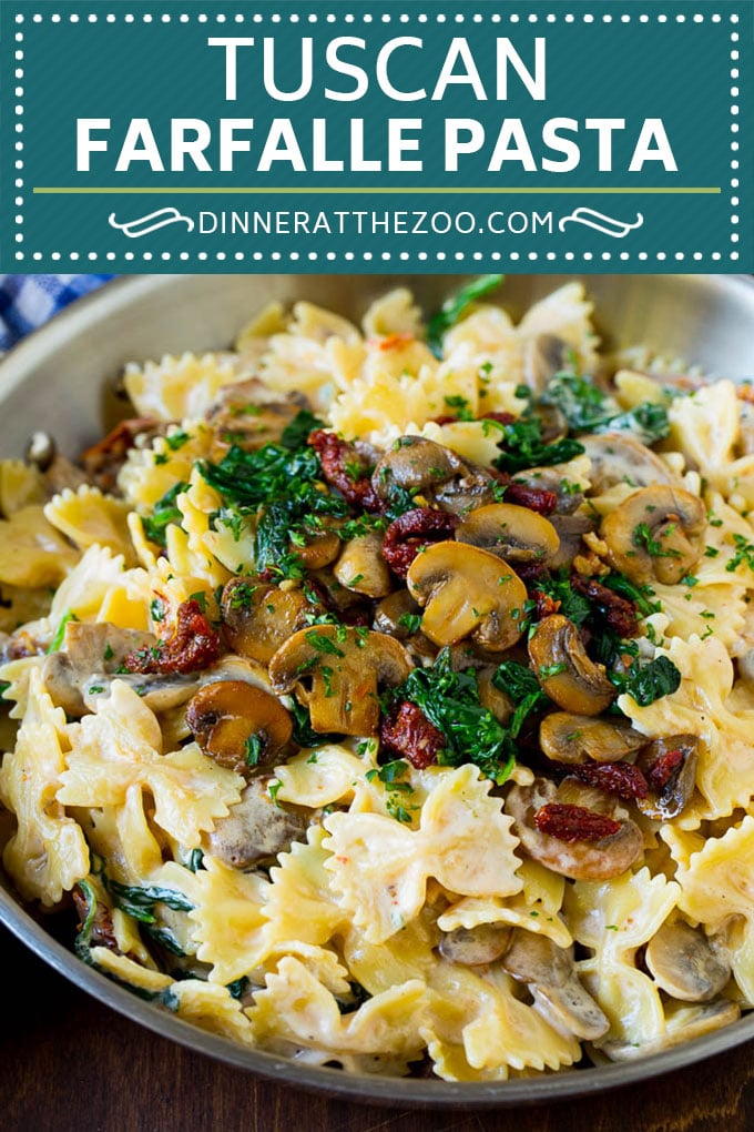 Receta Farfalle Toscane #pasta #cheese #spinach #mushrooms #dinner #dinneratthezoo