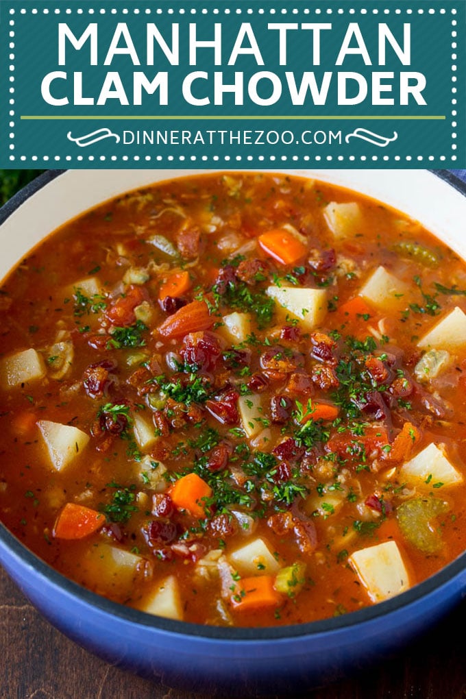 Receta de sopa de almejas de Manhattan |  Sopa de almejas rojas # sopa de pescado # sopa # mariscos # almejas # tocino # cena #dinneratthezoo