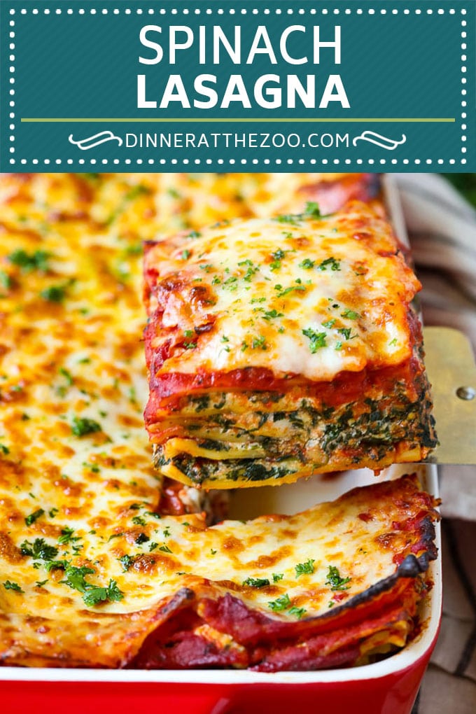 Receta de lasaña de espinacas |  Lasaña vegetariana #lasaña #espinacas #queso #pasta #comida italiana # cena #dinneratthezoo