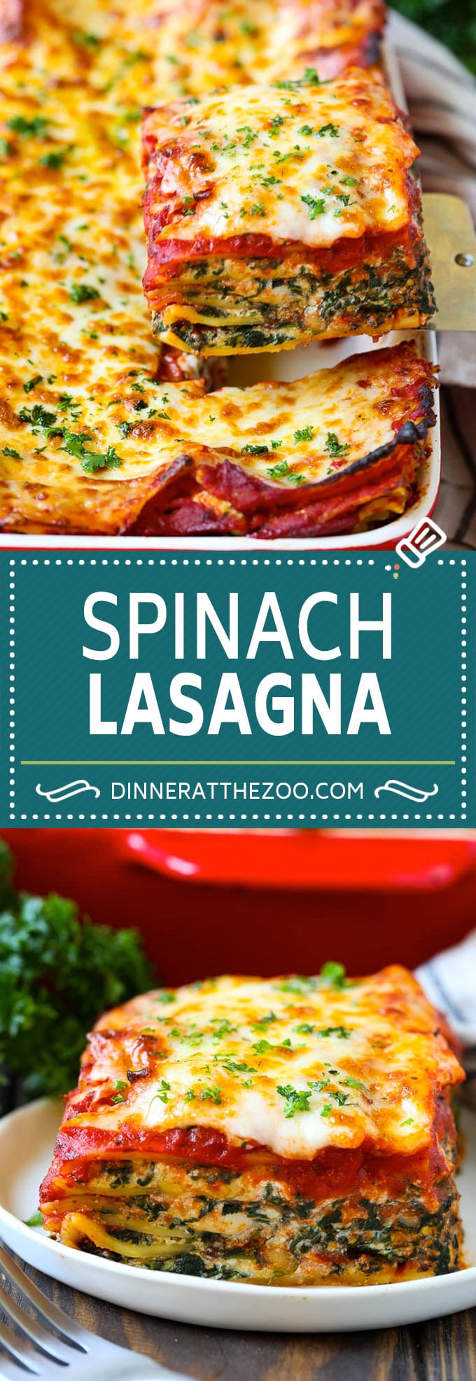 Receta de lasaña de espinacas |  Lasaña vegetariana #lasaña #espinacas #queso #pasta #comida italiana # cena #dinneratthezoo