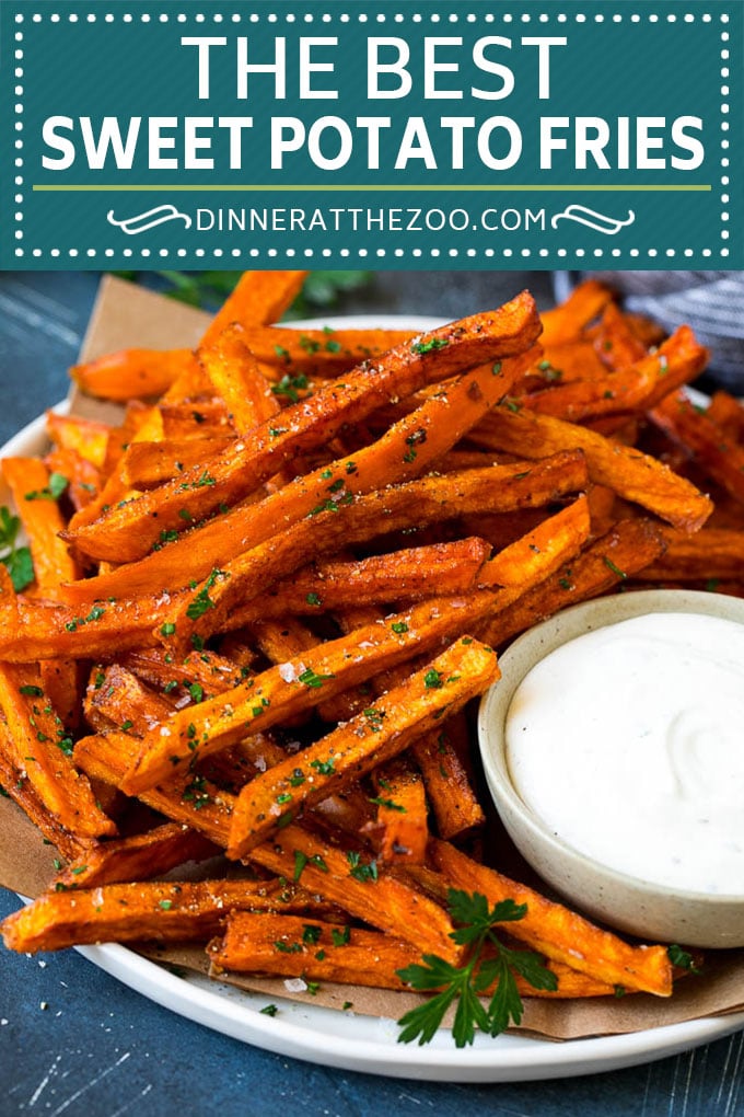 Receta de patatas fritas dulces |  Patatas fritas al horno |  Papas fritas caseras #fries #sweetpotato #sidedish #frenchfries #dinner #dinneratthezoo