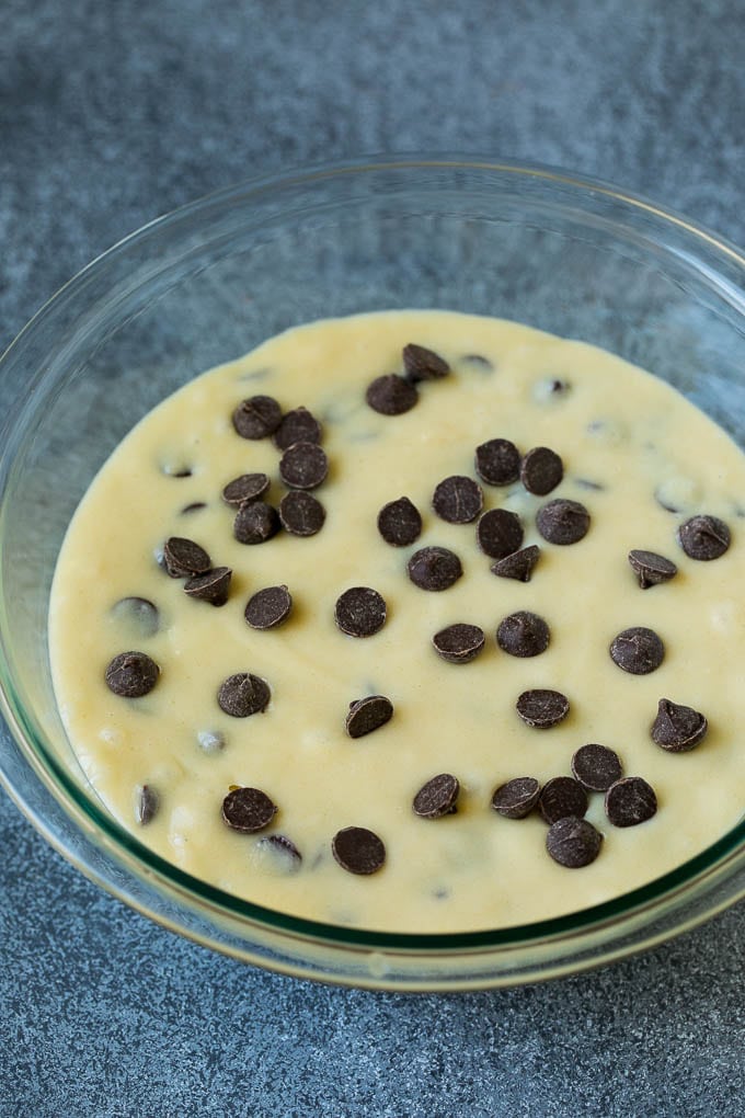Masa para muffins con chocolate.