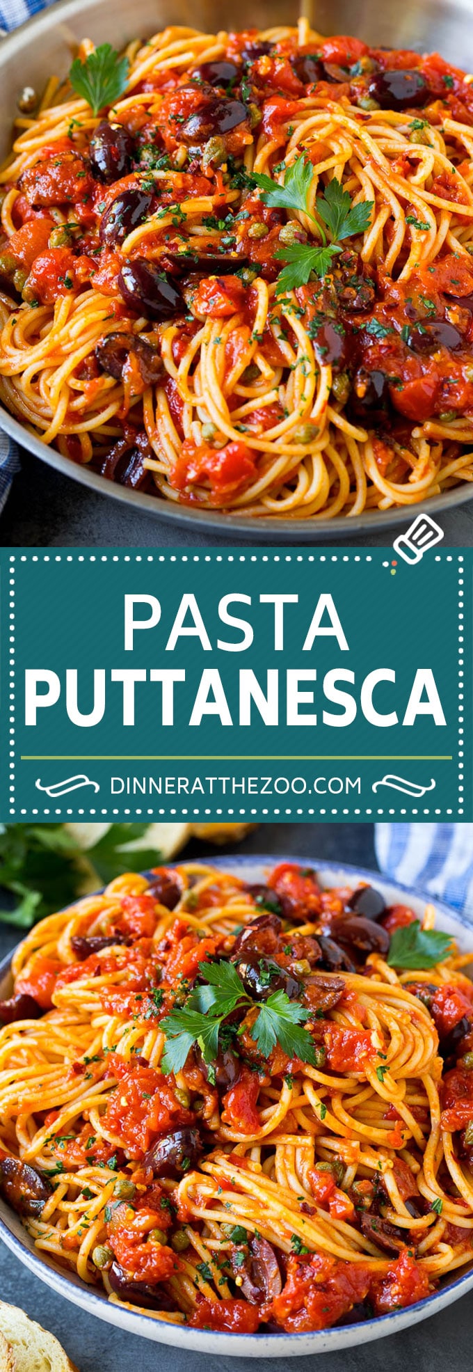 Receta de pasta puttanesca #pasta #tomates # aceitunas #comida italiana # cena #dinneratthezoo