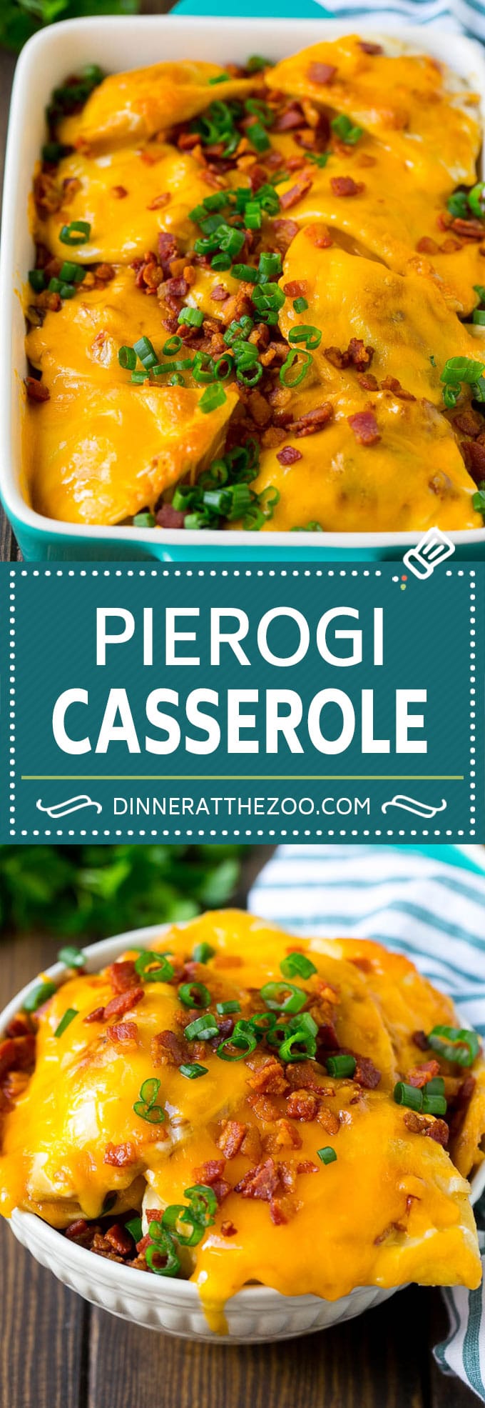 Receta de cazuela de Pierogi |  Flan de papa #pierogis # cazuela # tocino #cheddar #dinner #dinneratthezoo