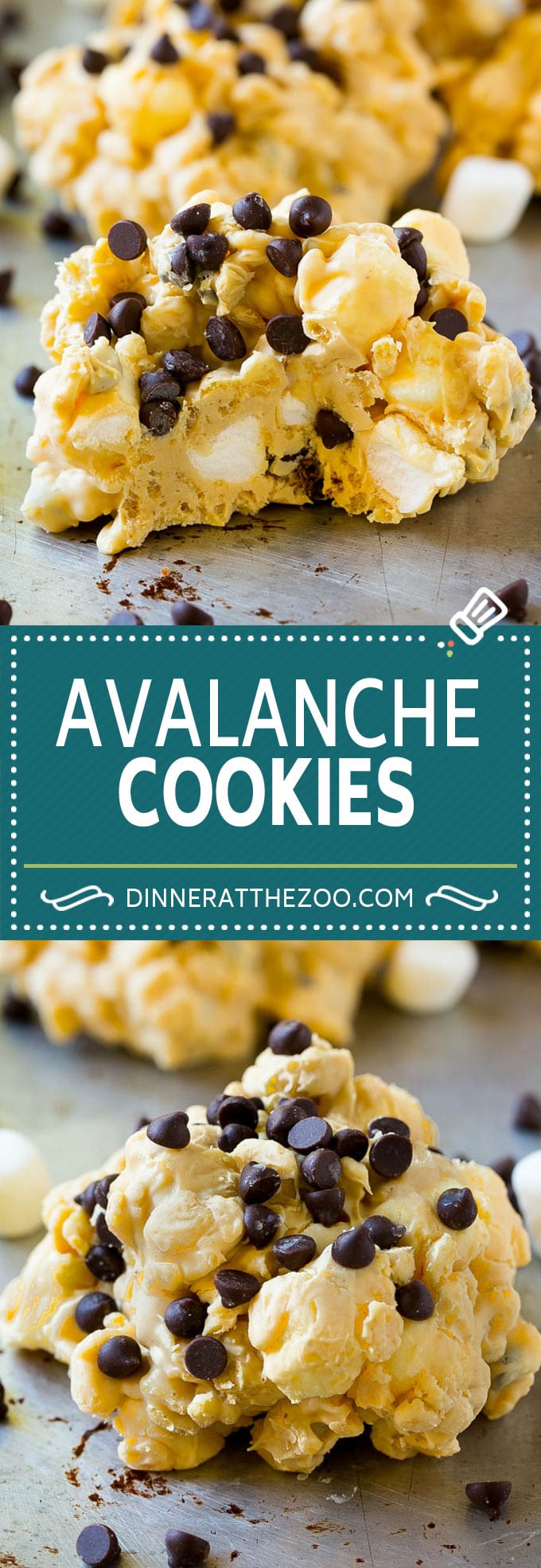 Receta de galletas Avalanche |  Receta de galletas sin hornear |  Receta fácil de galletas |  Corteza de avalancha #cookies #nobake # mantequilla de maní #marshmallow #chocolate #postre #dinneratthezoo