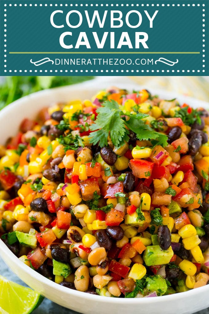Receta de caviar de vaquero |  Receta de ensalada de frijoles |  Receta de salsa de frijoles |  Salsa de maíz y frijoles # frijoles # maíz # aguacate # salsas # aperitivo #dinneratthezoo