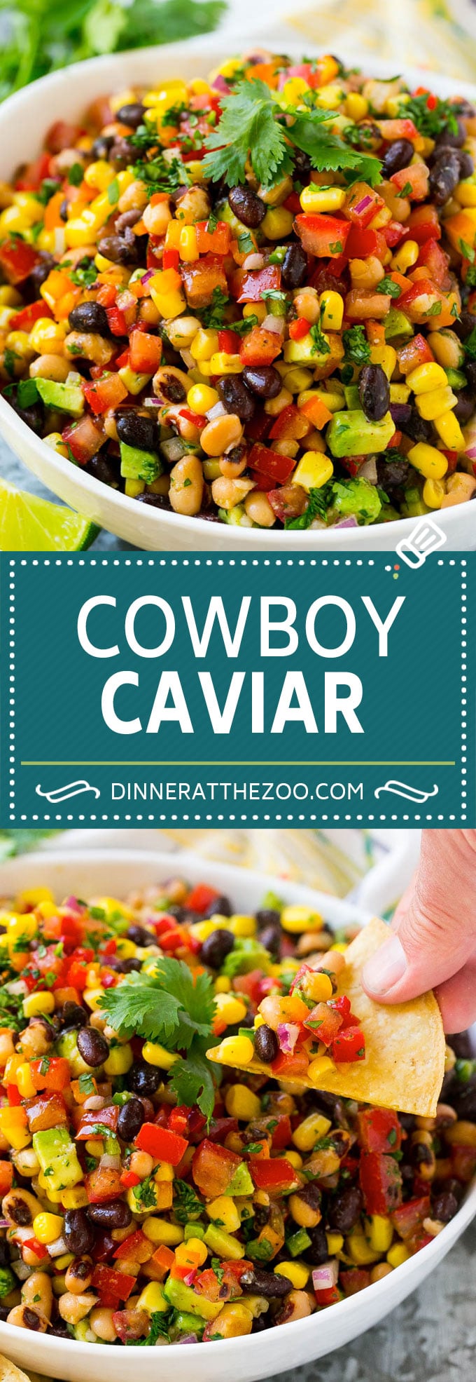 Receta de caviar de vaquero |  Receta de ensalada de frijoles |  Receta de salsa de frijoles |  Salsa de maíz y frijoles # frijoles # maíz # aguacate # salsas # aperitivo #dinneratthezoo