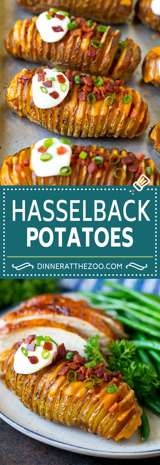 Receta de papa Hasselback #papas # tocino # guarnición #queso # cena #dinneratthezoo