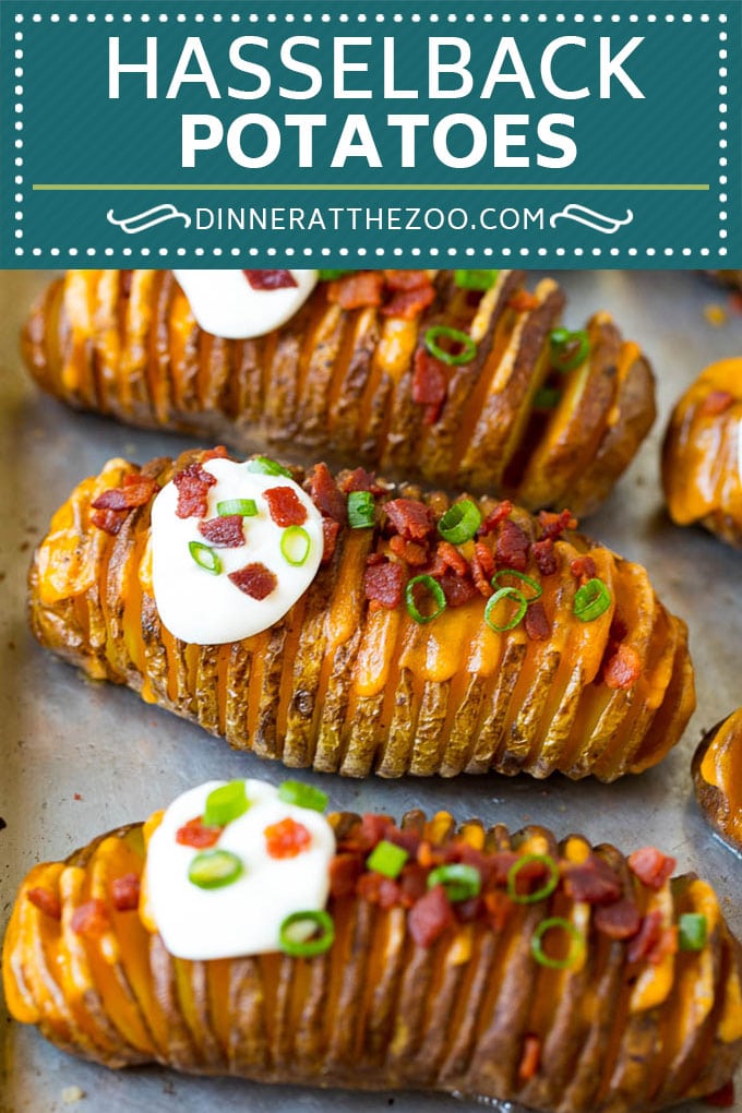 Receta de papa Hasselback #papas # tocino # guarnición #queso # cena #dinneratthezoo