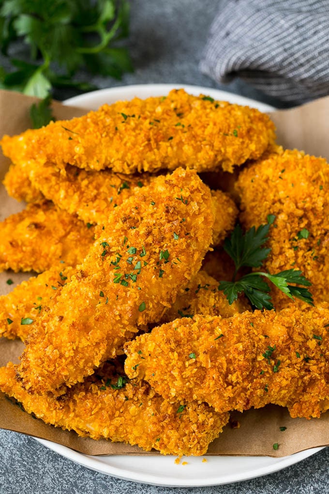 Pollo con copos de maíz