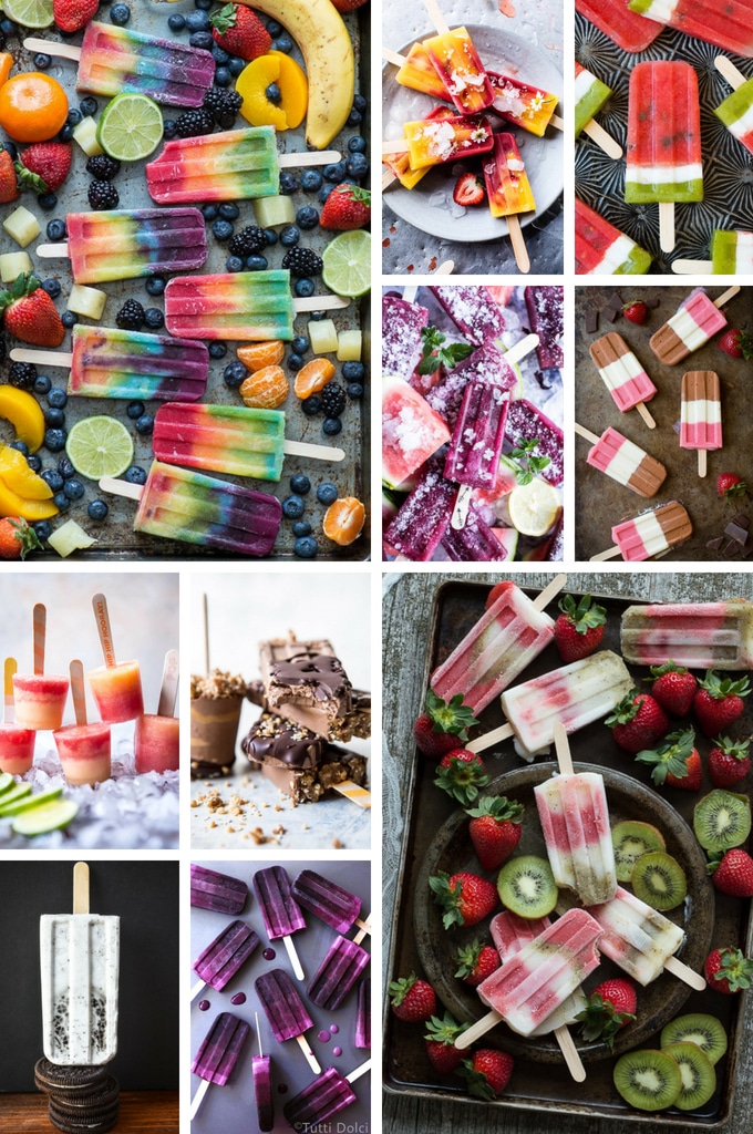 Recetas de paletas heladas que incluyen paletas de sandía, paletas de margarita y paletas de fresa y kiwi.