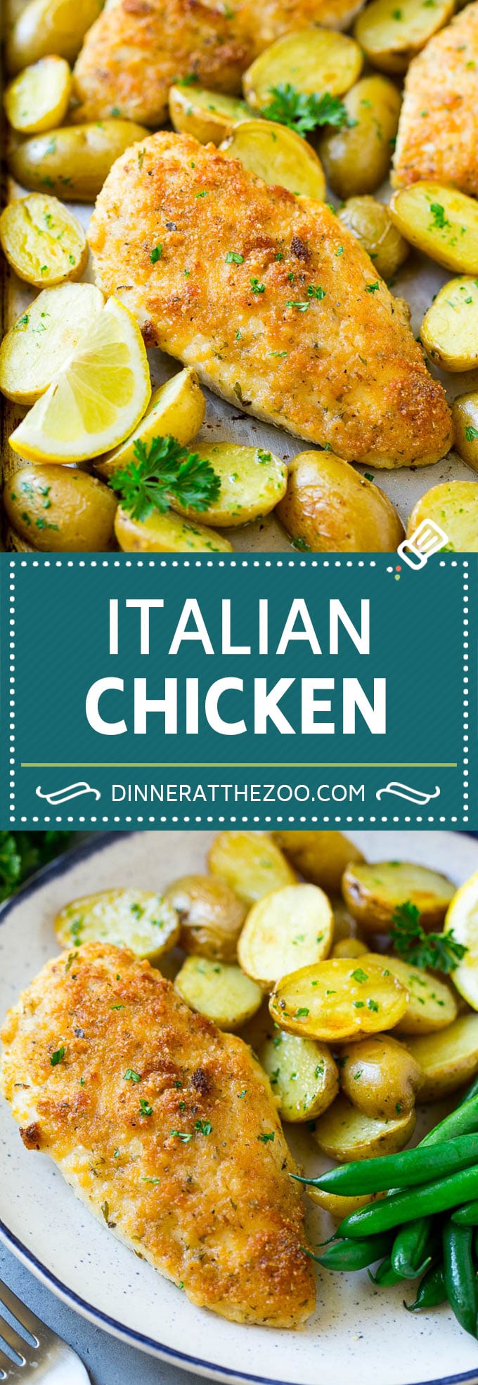 Receta de pollo italiano |  Pollo en un plato |  Pollo al horno #pollo #papas # cena #dinneratthezoo