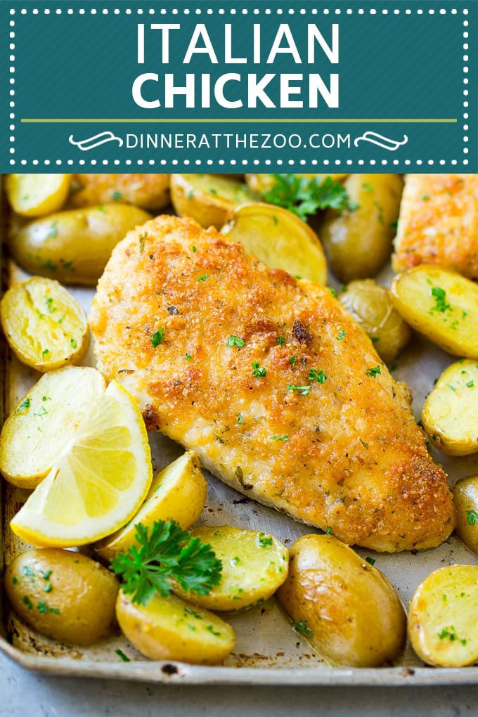 Receta de pollo italiano |  Pollo en un plato |  Pollo al horno #pollo #papas # cena #dinneratthezoo