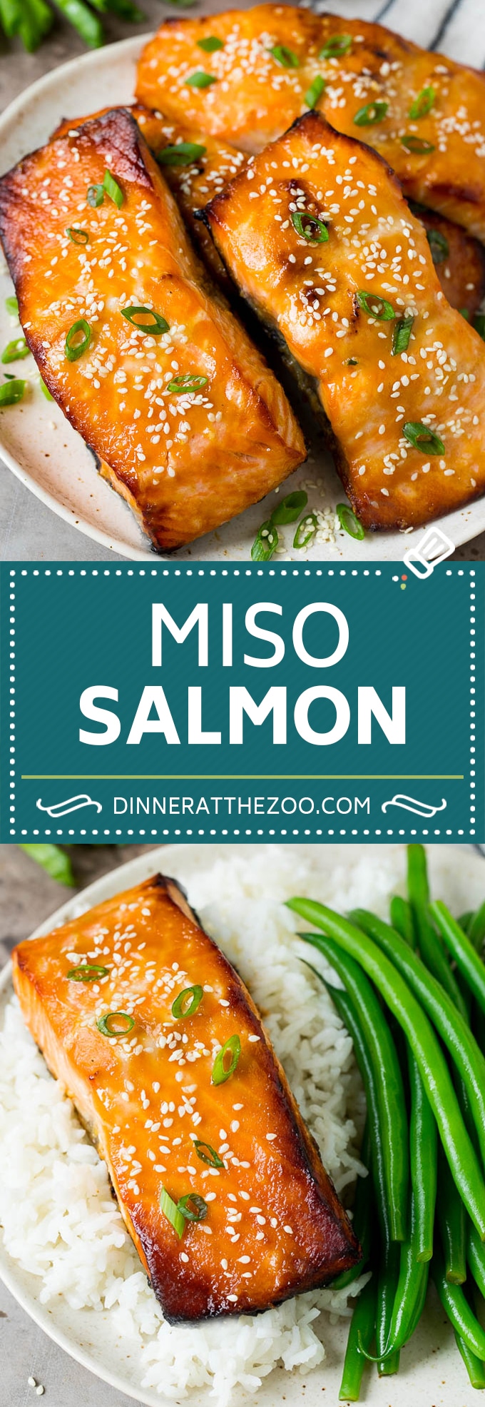Este salmón miso se hace con filetes de pescado fresco empapados en una sabrosa marinada, luego se asa a la parrilla a la perfección y se adorna con semillas de sésamo.