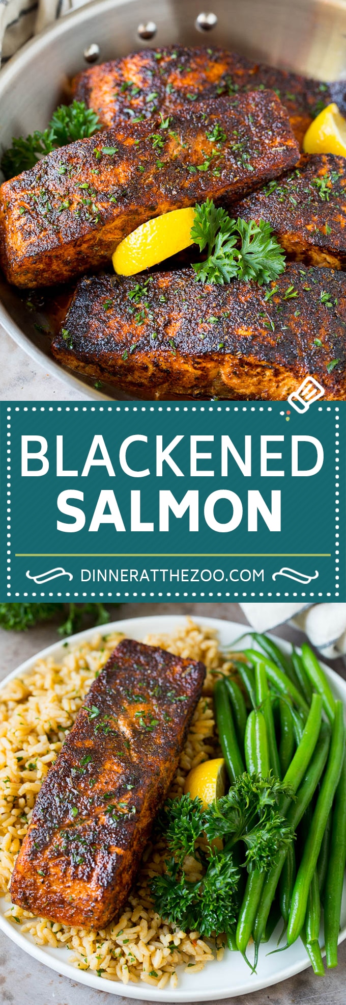 Este salmón ennegrecido está hecho con filetes de salmón fresco cubiertos con mantequilla y una mezcla de ingredientes de la casa, luego blanqueados para crear una corteza oscura.
