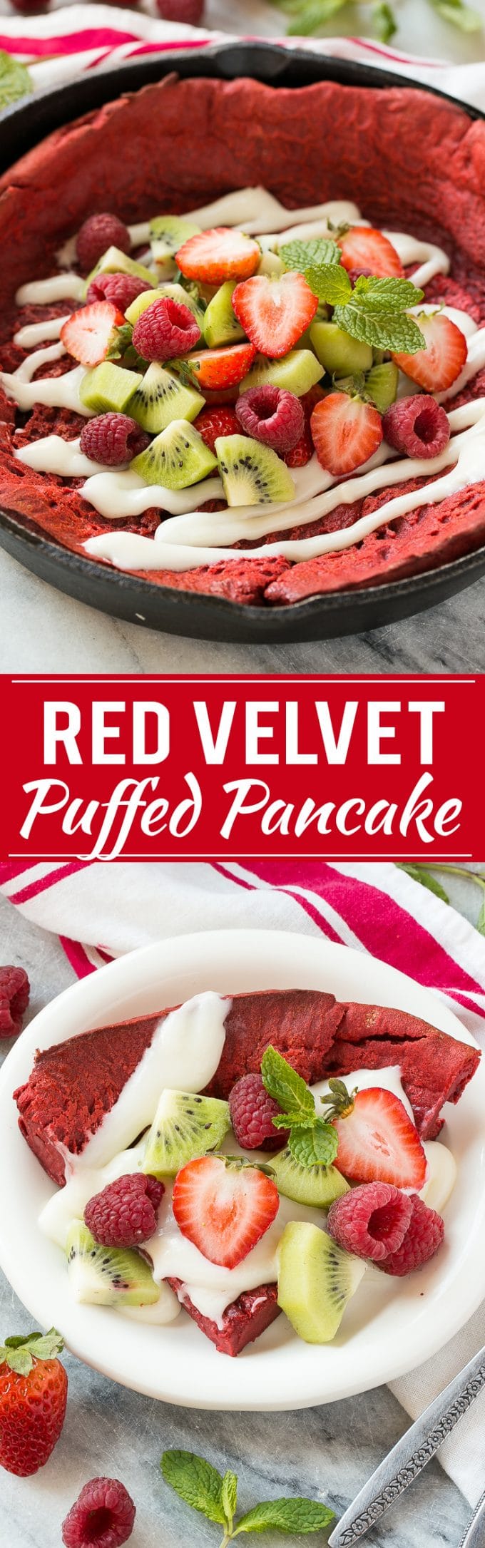 Receta de panqueques de terciopelo rojo |  Crepe inflado con terciopelo rojo |  Crepe Gigante Terciopelo Rojo |  Baby Crêpe holandés en terciopelo rojo |  El mejor panqueque holandés inflado