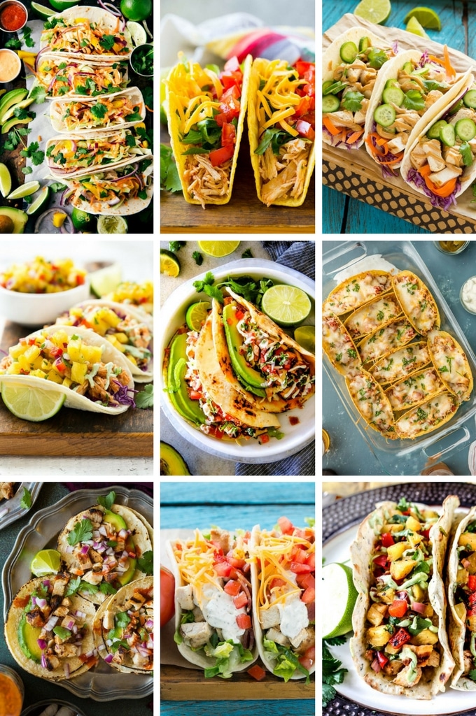 Recetas de tacos de pollo como tacos con sabor tailandés, tacos callejeros y tacos de chile y lima