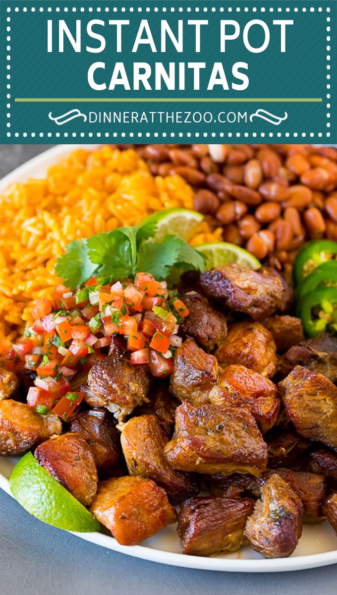 Esta receta de carnitas Instant Pot es carne de cerdo perfectamente chamuscada, de color marrón dorado, luego cocinada a presión con cítricos y especias.