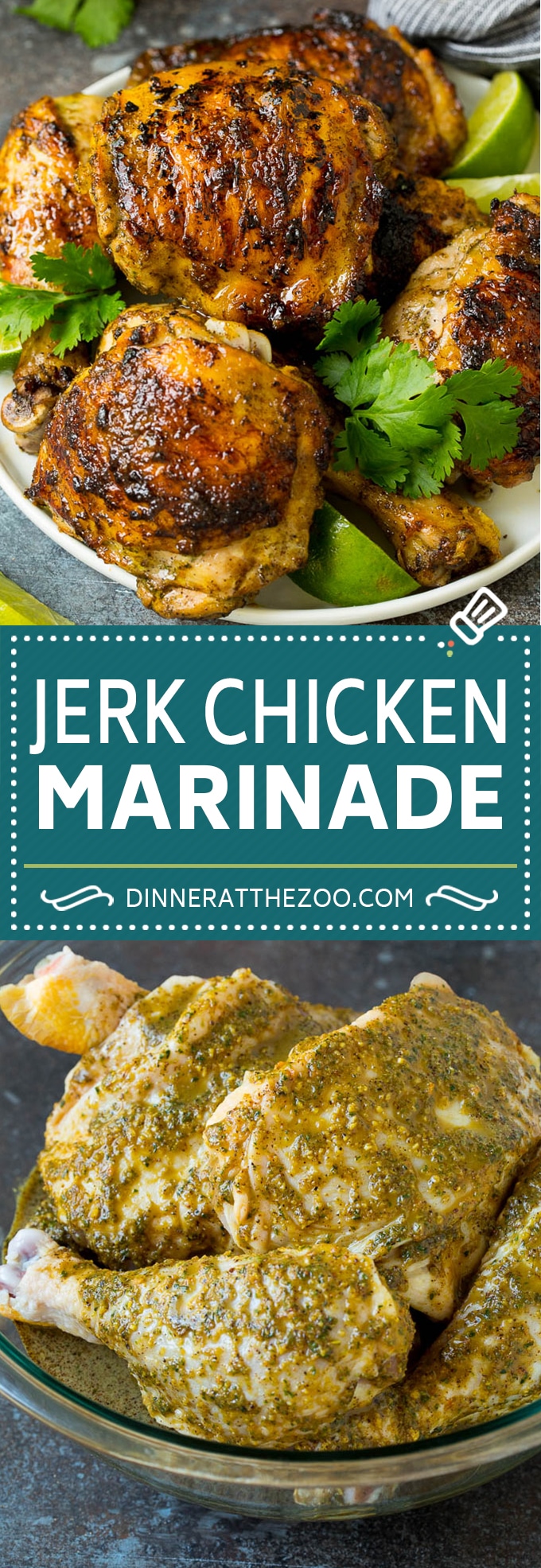 Esta marinada de pollo Jerk es una combinación de aceite de oliva, jugo de lima, hierbas frescas, chiles y muchas especias.