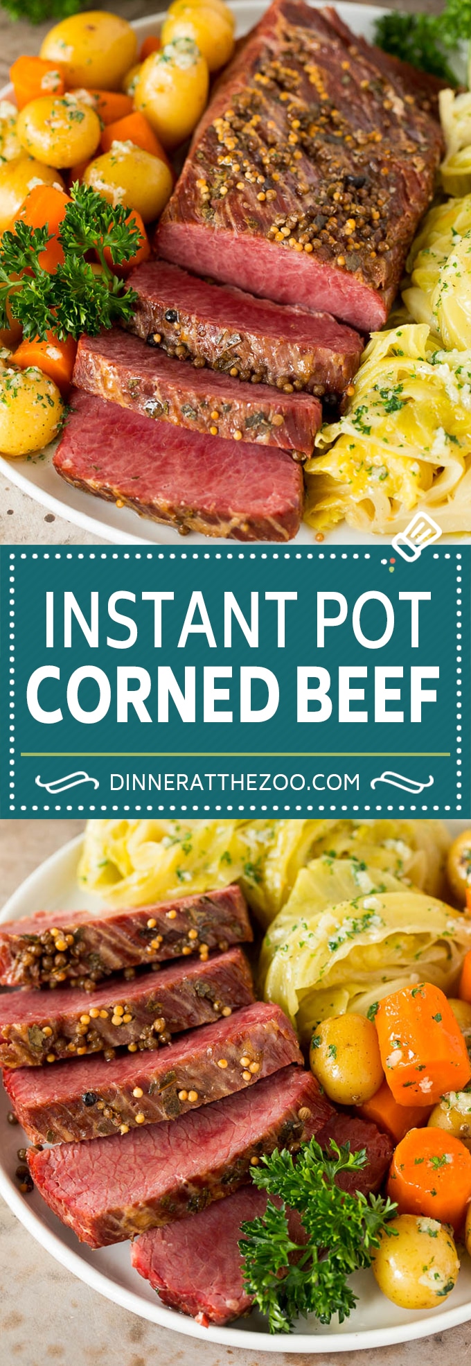 Esta carne en conserva instantánea se cocina a presión hasta que esté tierna, luego se sirve con papas, repollo y zanahorias.