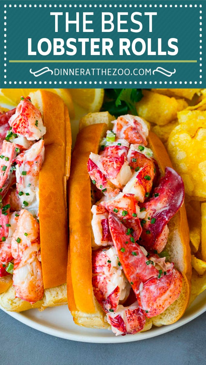 Rollitos de langosta rellenos de ensalada cremosa de langosta sobre una tostada.  # langosta #dinneratthezoo Rollitos de langosta