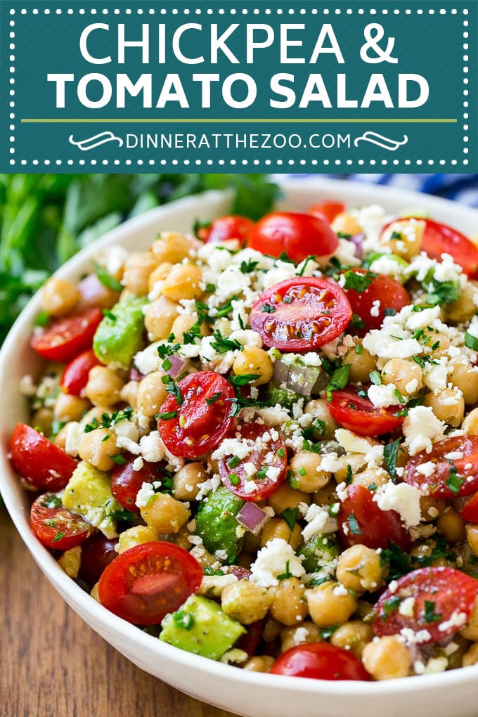 Receta de ensalada de garbanzos |  Ensalada de garbanzos y tomate |  Ensalada de aguacate con garbanzos |  Ensalada de verano #ensalada de verano # recetas #dinneratthezoo