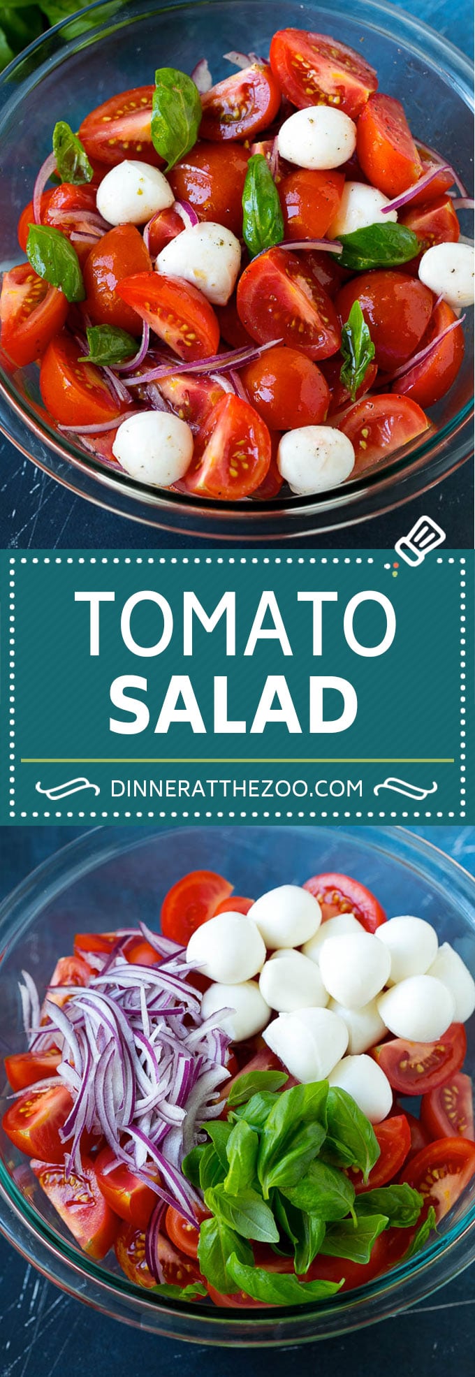 Receta de ensalada de tomate |  Ensalada de tomate con albahaca |  Ensalada caprese #insalata #tomates # queso # verano # cena #dinneratthezoo