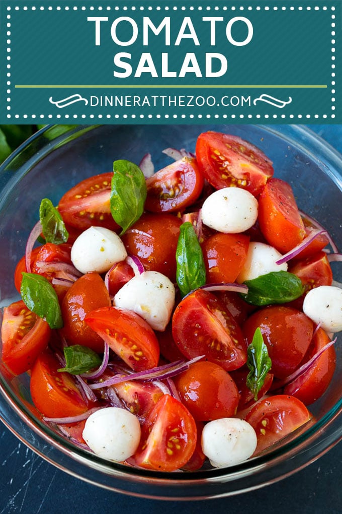 Receta de ensalada de tomate |  Ensalada de tomate con albahaca |  Ensalada caprese #insalata #tomates # queso # verano # cena #dinneratthezoo