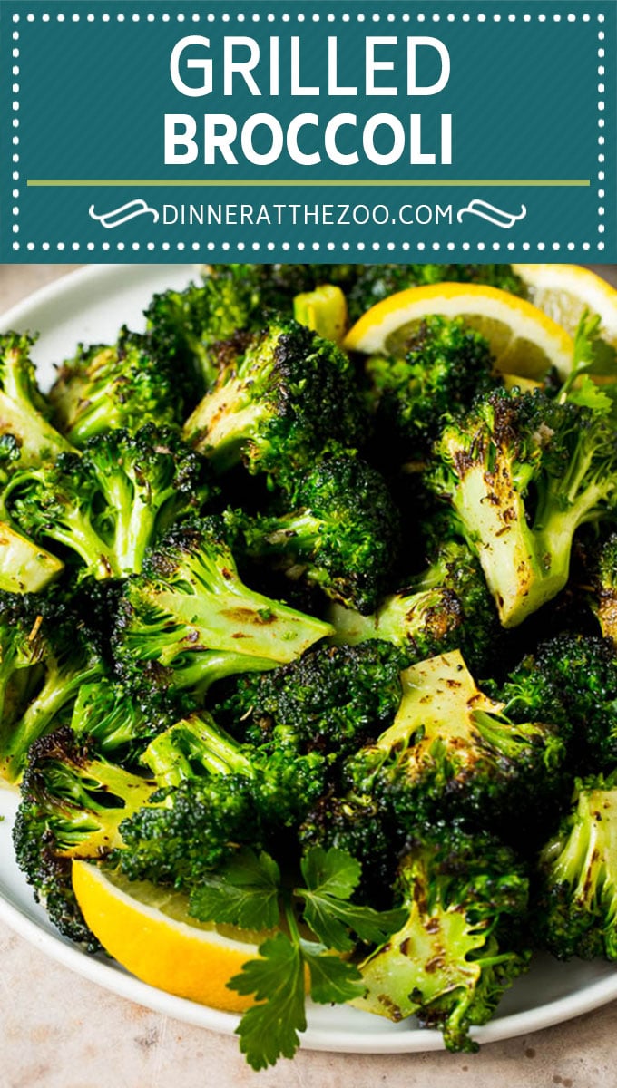 ¡El brócoli a la parrilla está lleno de sabor y es una guarnición colorida y saludable!  #brócoli #dinneratthezoo