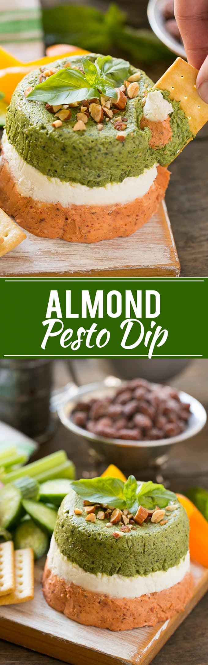 Dip de Pesto |  Dip en capas #pesto #dip #appetizer #snack #cheese #dinneratthezoo