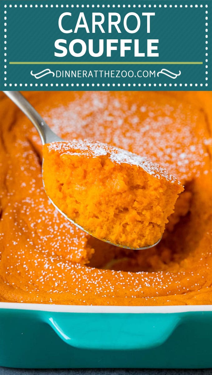 Este soufflé de zanahoria está hecho con puré de zanahorias, azúcar, mantequilla y huevos, todo cocido para lograr una perfección dorada.