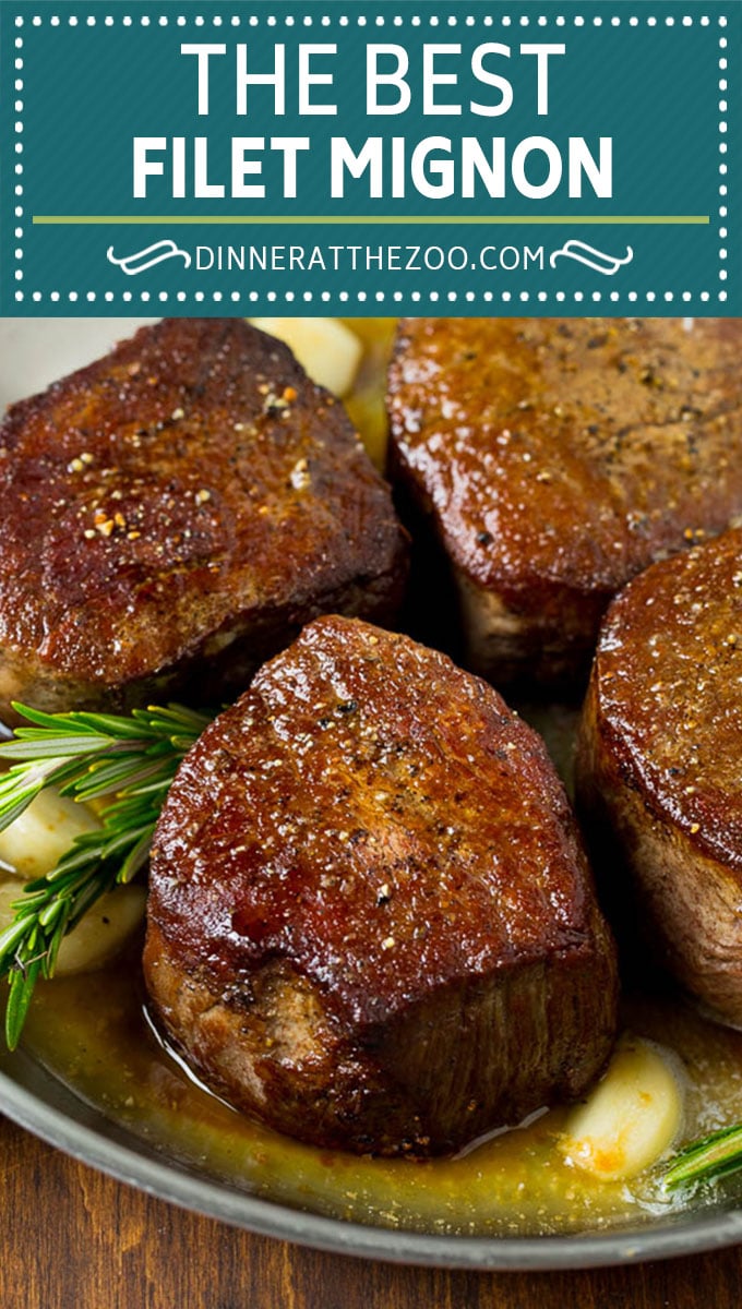 Esta receta de filet mignon es un bistec tierno chamuscado a la perfección, luego cubierto con ajo y mantequilla de hierbas.