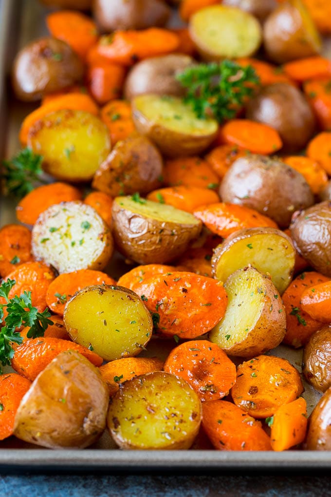 Patatas y zanahorias asadas