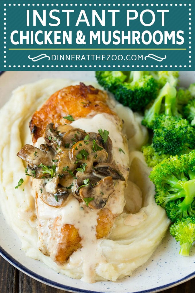 Pollo instantáneo con salsa de champiñones |  Receta de pollo instantánea |  Pollo con champiñones # plato instantáneo # pollo # champiñones # olla a presión # cena #dinneratthezoo