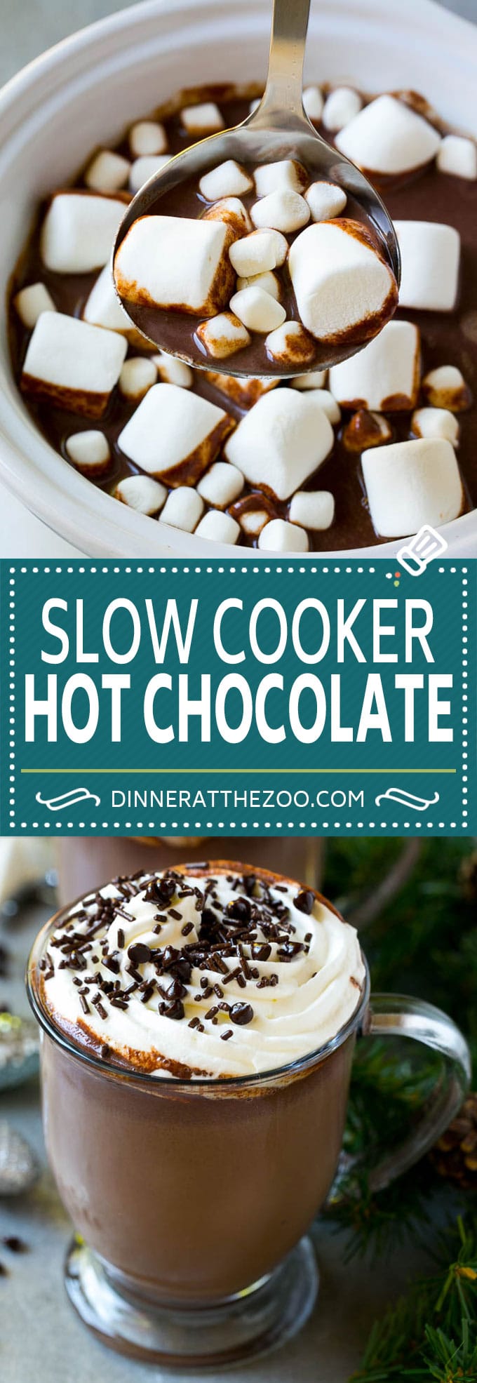 Receta de chocolate caliente en olla de cocción lenta |  Chocolate caliente casero |  Cacao caliente cocido a fuego lento |  Chocolate caliente en olla de barro #bebida #chocolate #cocoa #slowcooker #crockpot #dinneratthezoo