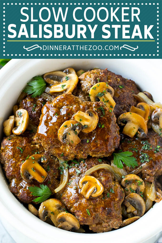 Receta de bistec Salisbury en olla de cocción lenta |  Filete Salisbury casero |  Salisbury steak Crock Pot #beef #mushrooms # dinner #Cazuelas online#slowcooker #crockpot #comfortfood