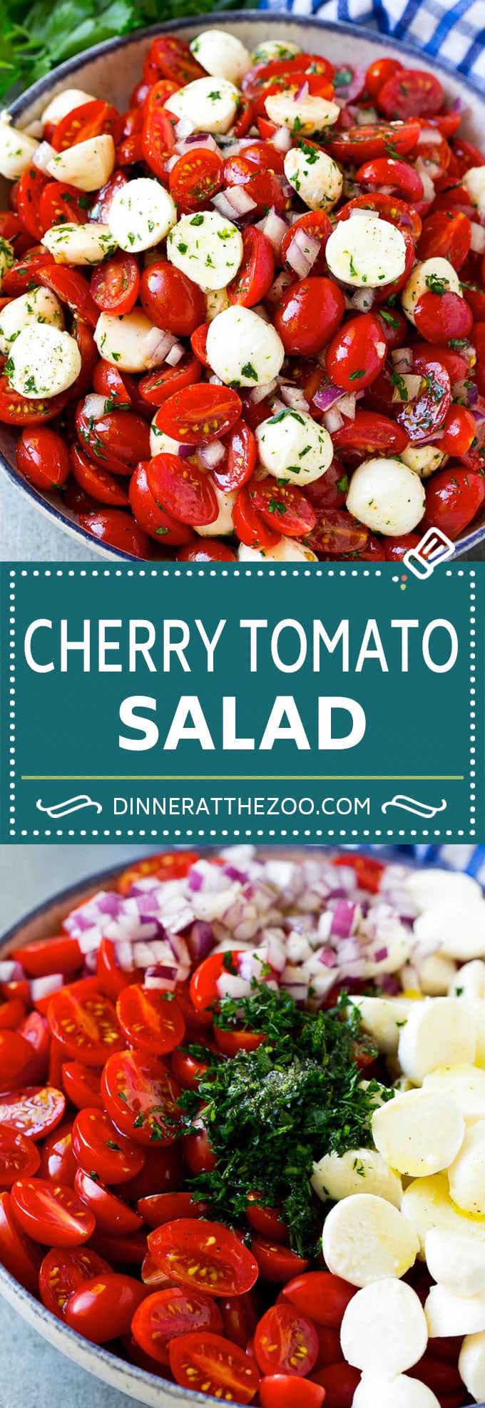 Receta de ensalada de tomate cherry |  Ensalada de tomate y mozzarella |  Ensalada Caprese |  Ensalada de tomate #tomates #ensalada #tomatosalad #caprese #dinneratthezoo