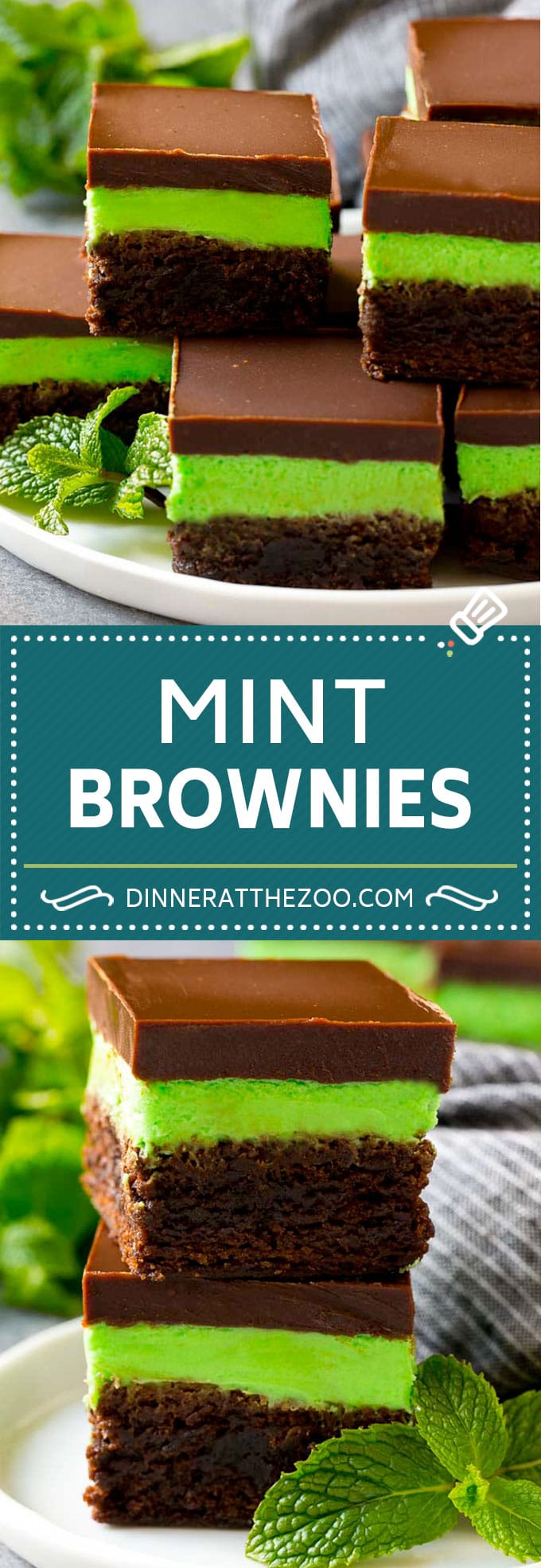 Receta de brownie de menta |  Brownies en capas |  Brownies helados #brownies #chocolate #frosting #mint #postre #dinneratthezoo