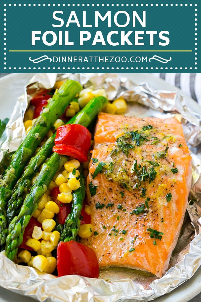 Receta de sobres de hojas de salmón |  Salmón a la plancha |  Salmón y verduras # Salmón # Grill # Espárragos # Maíz # Cena # Dinneratthezoo